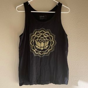 Gold Mandala Black Tank Top